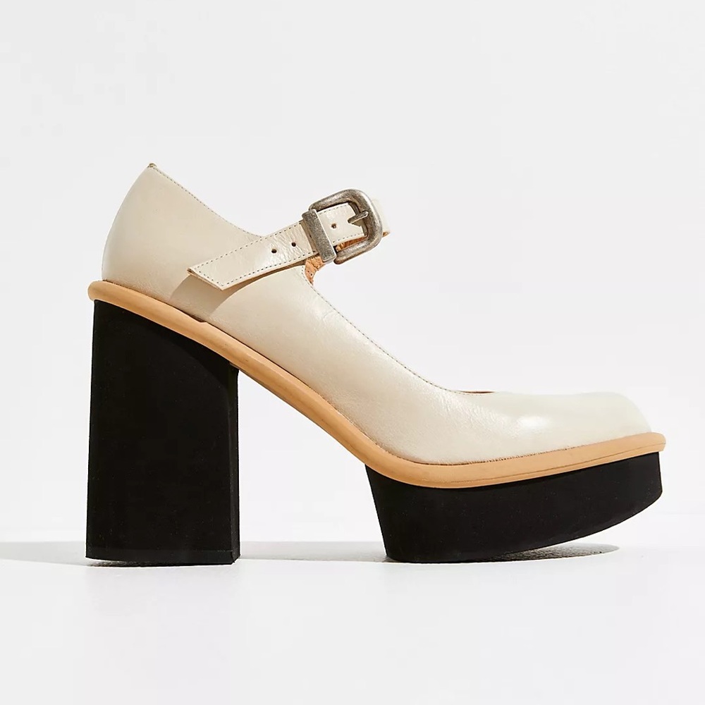 Free People Cream and Black Platform Shoes